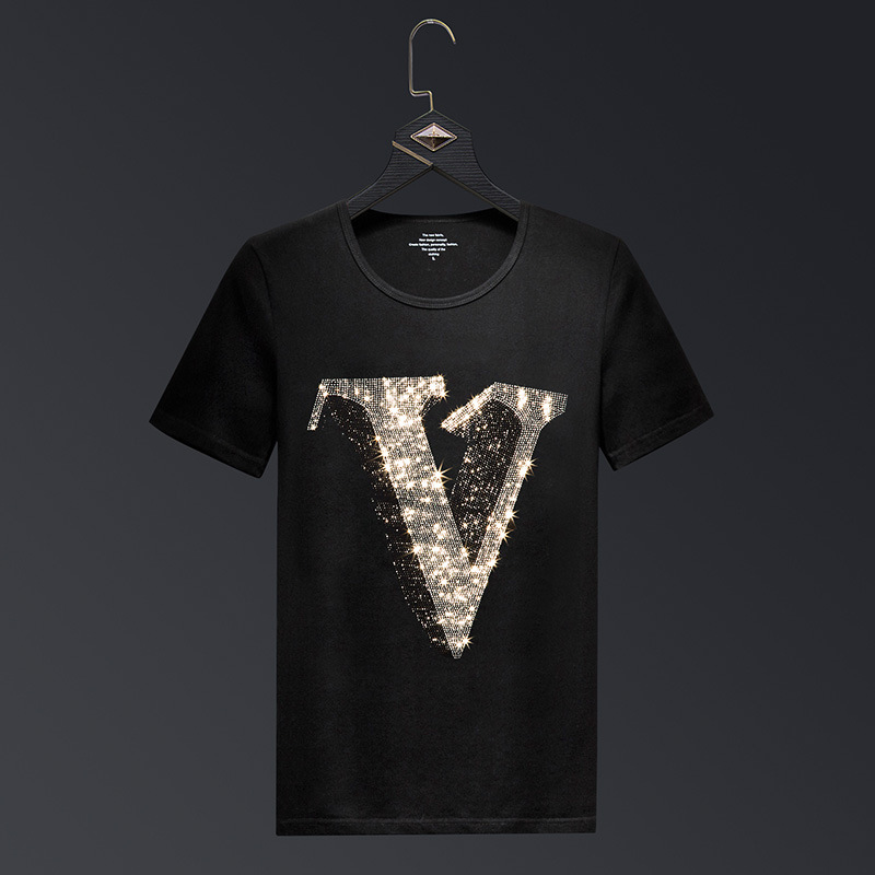 Streetwear Brand England - 2025 Rhinestones Tเสื้อผู้ชายแขนสั้นแฟชั่นMan Streetwear OคอSlim Modal