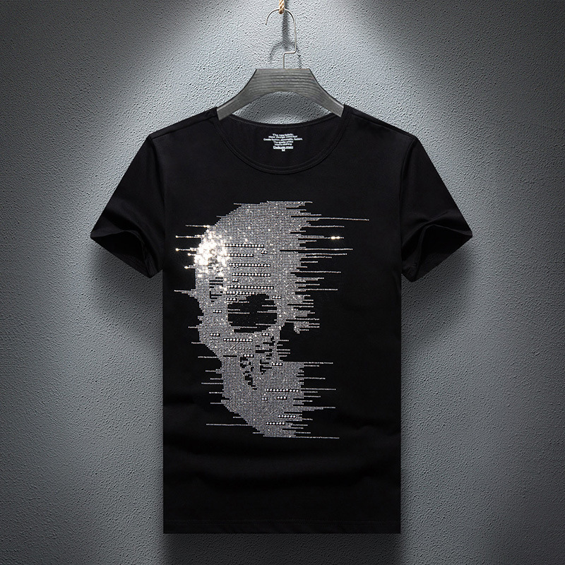 Streetwear Brand England - เสื้อยืดผู้ชายไซส์ใหญ่พิเศษ 7XL ปี 2025 ลายหัวกะโหลกประดับเพชรเทียม แบรนด์ดัง